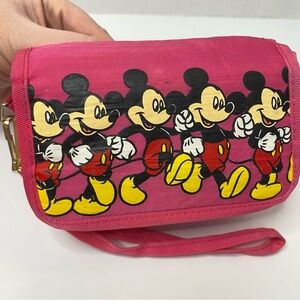 Vintage 80s 90s Mickey Mouse Pink Wallet Pouch Wristlet